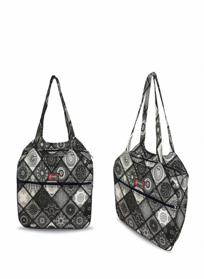 Temoli Handbag or Travel Bag for carrying things or also used as a office bag or college bag,Rangoli & Black,2 Pcs - Image 2